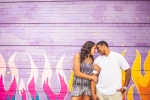 pink wall engagement session in downtown royal oak